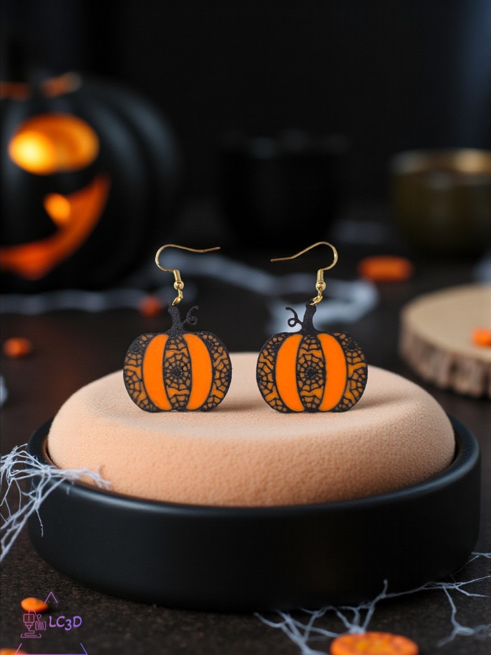 Handcrafted Orange Pumpkin Lace Drop Earrings - Women Jewelry